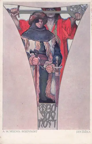 Künstler-AK Alphonse Mucha: Bojovnost, Combattivité, Orientalische Kämpfer -797550