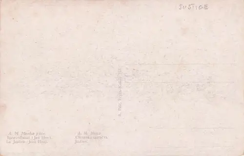 Künstler-AK Alphonse Mucha: La Justice, Jan Hus -797552