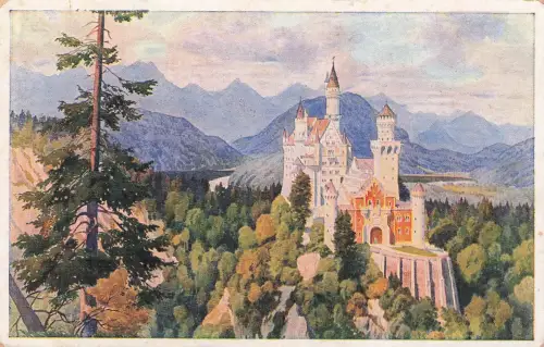 Schloss Neuschwanstein Panorama Alpsee Schwansee Kat. Fuessen -797564