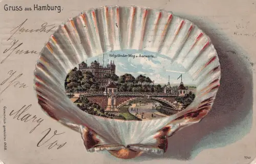 Passepartout-Lithographie Hamburg-St.Pauli, Helgoländer Weg und Seewarte -797696