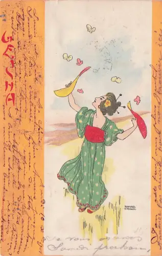 KIRCHNER, ARTIST SIGNED, GEISHA, ART NOUVEAU, D -797822