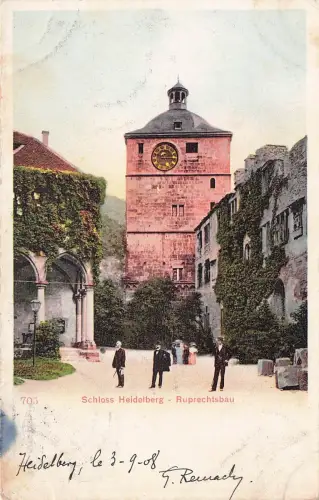 Heidelberg Neckar Schloss Schlosshof Schlossbrunnen Wartturm Englischer Bau Kat. Heidelberg -797674