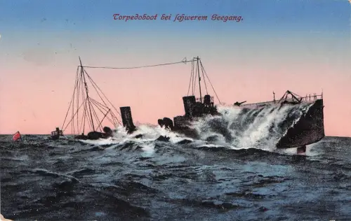 Postkarte "Torpedoboot bei schweren Seegang" Marinepost -797756