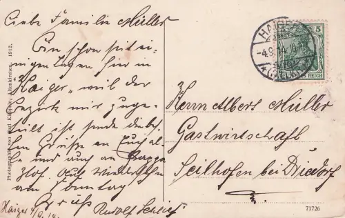 AK Westerwaldlied Westerwälder Spinnerin Bauer mit einer Kuhherde 1917 gelaufen -797764