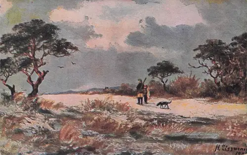 Jäger im Schnee“ des Malers Hermann Sisswener. -797778