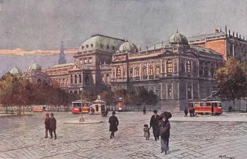 AK Wien I, Universität, Fussgänger, Strassenbahn -797774