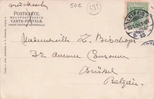 Leipzig, Mendebrunnen, Paulinerkirche, Cafe Francais 1903 Loch -797858