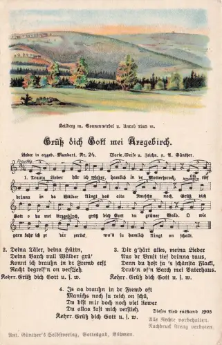 Künstlerkarte Anton Günther Lied AK Nr. 24 Grüß dich Gott mein Erzgebirge -797878