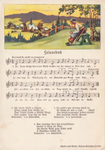 Lieder Ak Abend besinnlich nicht zu langsam Lied 1955 Mann auf dem Berg -797890