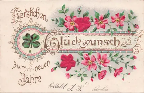 Seiden-Aplikation Kleeblatt Blumen Neujahr -797924