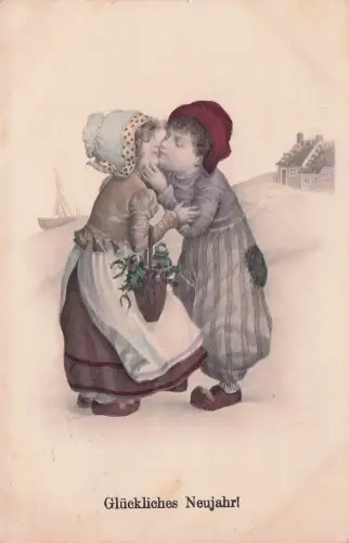 Künstler-AK R. Kratky: Kinder geben sich einen Kuss -797956