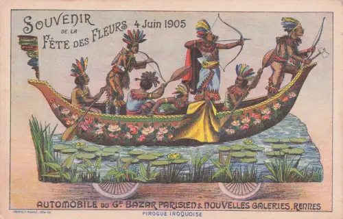 Werbepostkarte für den "Grand Bazar Parisien indigener Kleidung besetzt ist. -798014