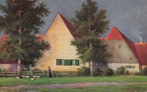 Künstler-AK Degi Nr. 1138: Bauernhaus Im Abendsonnenschein, Ölgemälde-Imitations-AK -798050