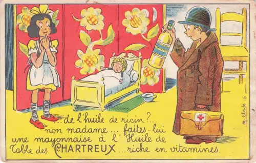 historische Werbepostkarte für die Produkte der Chartreux-Mönche -798034