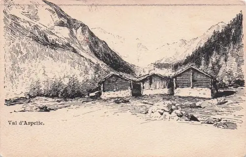 AK / Ansichtskarte Arpette Val d Arpette Orsieres VS Panorama Zeichnung -798066