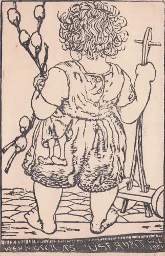 Schwarz-Weiß-Holzschnitt-Illustration eines Kindes, -798060