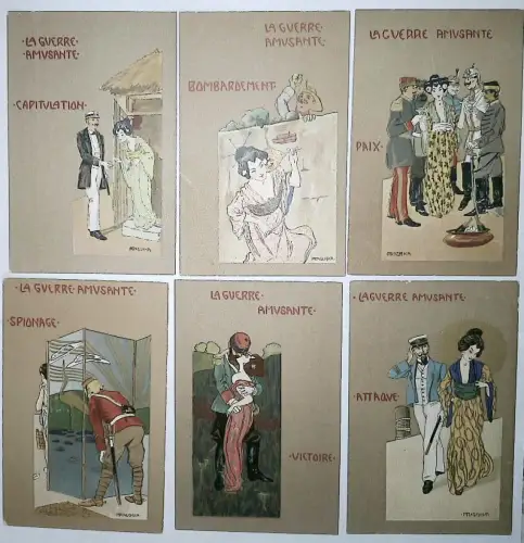 RAPHAEL KIRCHNER - Art Nouveau Komplettserie 6 La Guerre Amusante -798868