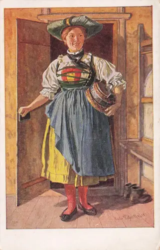 Künstler-AK Italienerin in Tracht aus dem Pustertal -798170