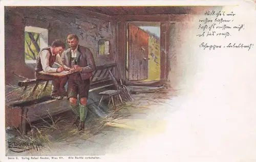Künstler-AK E. Döcker: Ein Bauer lässt einen Brief schreiben -798116