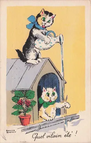 humorvolle Zeichnung von zwei Katzen. -798350