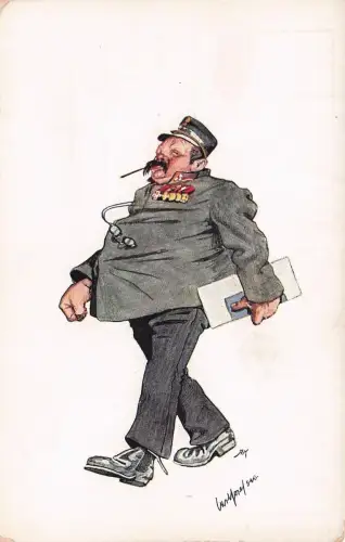 Künstler-Ansichtskarte Carl Josef Pollak: Mann in Uniform mit Abzeichen und Dokumenten -798288