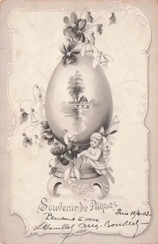Angelot Frohe Ostern Riesiges Ei Mit Engel Und Blumen Dekor Kunst N -798274