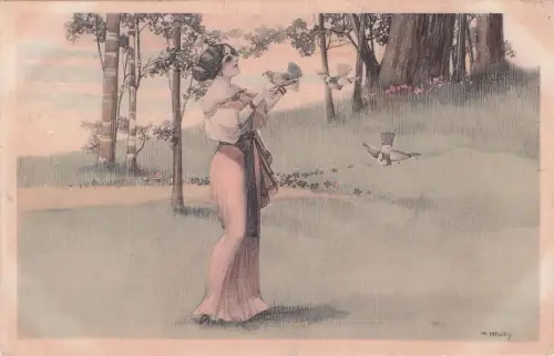 Künstler AK Eine elegant gekleidete Frau -798308