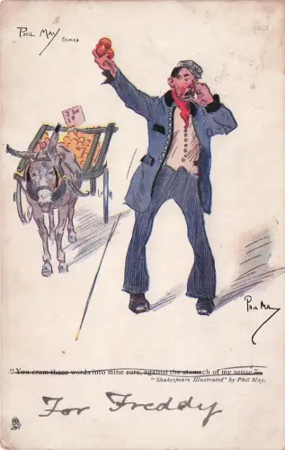 PHIL MAY – STECKT MIR DIESE WORTE IN DIE OHREN – SHAKESPEARE ILLUSTRATED – POSTKARTE -798334
