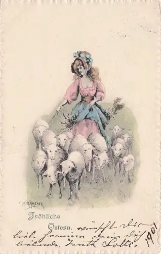 Künstler AK Osterpostkarte -798236
