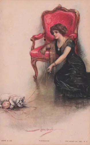Vintage-Postkarte, signiert vom Künstler Lester Ralph: Playmates von Lester Ralph -798358