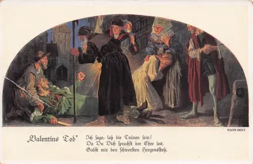 Künstler-AK Szene und Vers aus Goethes Faust, Valentins Tod -798142
