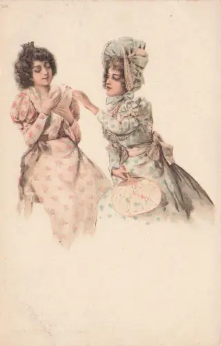 Elegant Art Vienne Style Beautiful Lady Glamour Original Vintage Postcard -798186