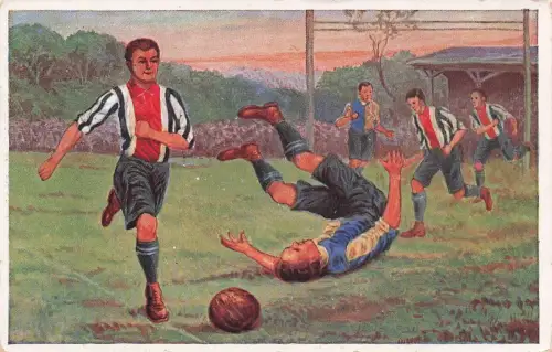 Künstler Ansichtskarte / Postkarte Hänsel, Fußball, Spieler auf dem Spielfeld, Sturz - Verlag: Primus 03362 -798524