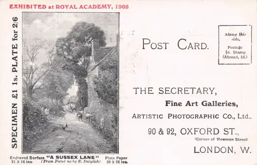 Fine Art Galleries London Advertising Postcard Royal Academy 1905 Vintage -798206
