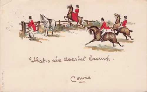 Lithographie Reiter und Reiterinnen vor einem Gatter -798438