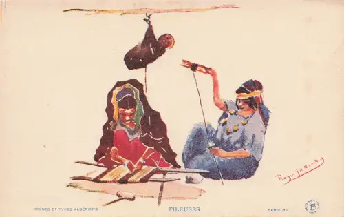AK Fileuses, Zwei algerische Frauen spinnen Wolle -798414