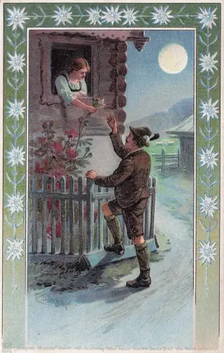 Künstler-AK E. Döcker: Mann schenkt Frau Blumen -798152