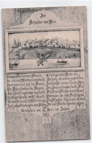 Ansichtskarte Ulm / Donau, Der Schneider von Ulm, Bild an Hauswand, Gedicht -798566