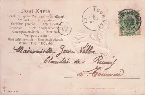 zwei Affen, . Es wurde am 15. Juli 1903 in Brüssel verschickt. -798192