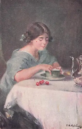 Künstler ak Frauen beim Teetrinken -798708