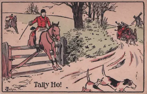 Künstler-Ansichtskarte Pferde einer Jagdgesellschaft -798442