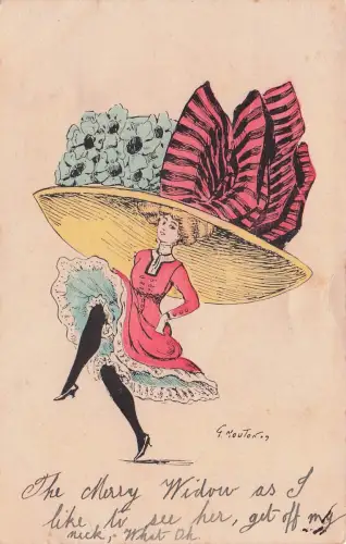 künstler ak Die Frau trägt einen sehr großen, signiert. -798312