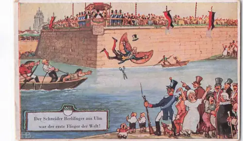 AK Ulm / Donau, Schneider Berblinger war der erste Flieger der Welt -798570