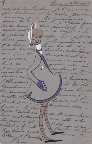 Postkarte mit einem Mode-Entwurf des französischen Künstlers -798724