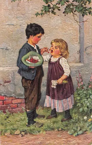 Künstler-AK Degi Nr. 1174: Tantalusqualen, Kinder mit Kirschen -798744