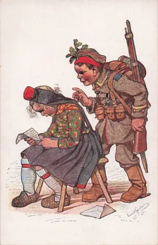 Titel „Hessische Trachten, Künstlerkarte Nr. 20“. -798826