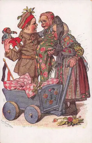 AK, Motiv Hessische Trachten, Karte Nr. 21, "Besuch zu Hause" -798828