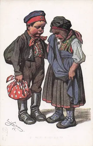 Künstler-AK Emil Beithan: Paar weint beim Abschied bittere Tränen -798834