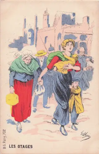 Die Rolle der französischen Frauen im Militär im Ersten Weltkrieg: Die Geiseln (BG Paris 702, ca. 1915, Postkarte) -799002