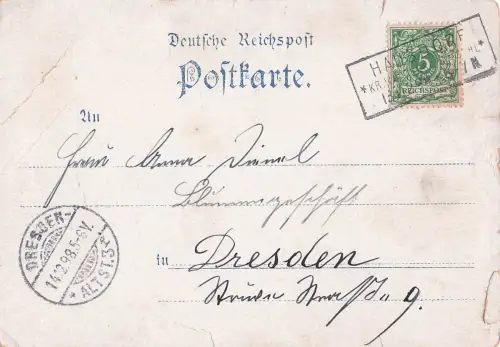 Litho HARZDORF bei Reichenberg SCHULE, Kirche, Gasthof 1902 gelaufen -799018